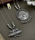 Oxidised silver chain pendant (combo of 2)