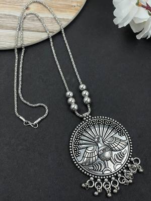 Oxidised silver chain pendant (combo of 2) 2