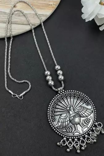 Oxidised silver chain pendant (combo of 2)