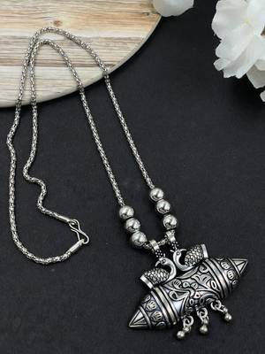 Oxidised silver chain pendant (combo of 2) 3