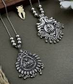 Oxidised silver chain pendant (combo of 2)