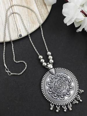 Oxidised silver chain pendant (combo of 2) 3