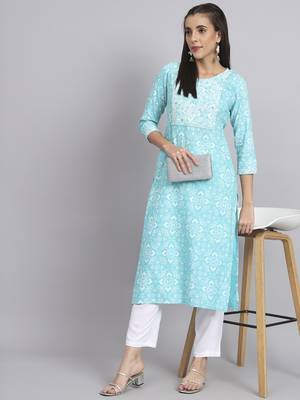 Rangmayee ethnic motifs printed thread work detailed liva straight kurta 4