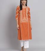 Rangmayee ethnic motifs embroidered thread work pure cotton straight kurta