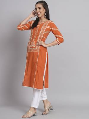 Rangmayee ethnic motifs embroidered thread work pure cotton straight kurta 4