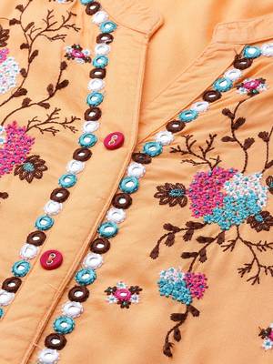 Rangmayee floral yoke design mirror work pure cotton anarkali kurta 5