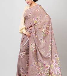 Indiloom Grey Digital Print Woven Sequence Crepe Saree With Blouse Piece