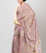 Indiloom Grey Digital Print Woven Sequence Crepe Saree With Blouse Piece