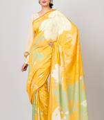 Indiloom Yellow Digital Print Woven Sequence Crepe Saree With Blouse Piece