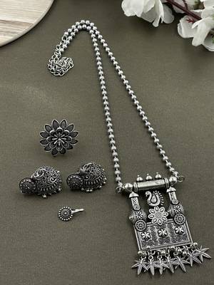 Oxidised silver chain pendant combo 1