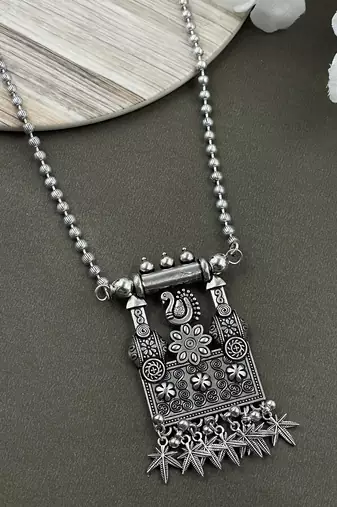 Oxidised silver chain pendant combo