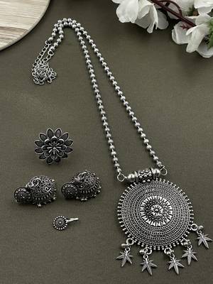 Oxidised silver chain pendant combo 1