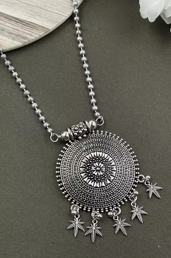 Oxidised silver chain pendant combo