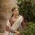 Elora plain linen cotton handloom saree with silver zari border (cream)
