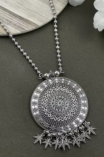 Oxidised silver chain pendant combo