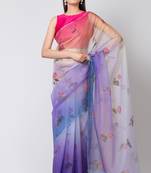 Indiloom Multi Color Digital Print Organza Saree With Blouse Piece