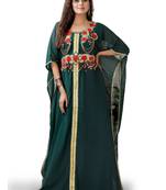 Dark green color israeli woman kaftan
