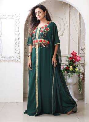 Dark green color israeli woman kaftan 2