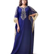 Dark blue color partywear embroidered kaftan