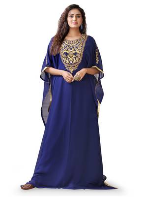 Dark blue color artisan handmade kaftan 1