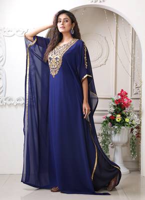 Dark blue color artisan handmade kaftan 2