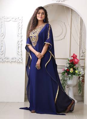 Dark blue color artisan handmade kaftan 3