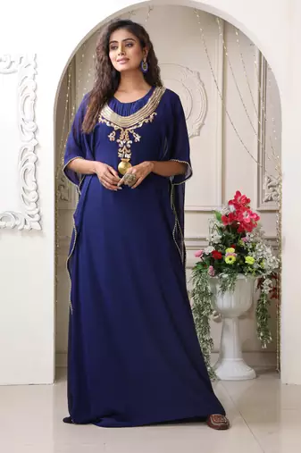 Dark blue color desingner party wear caftan