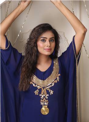 Dark blue color desingner party wear caftan 3