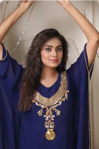 Dark blue color desingner party wear caftan