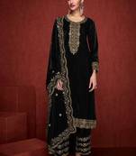Black Velvet Embroidered Party Wear Salwar Kameez