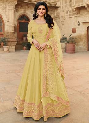 Lemon Yellow Party Wear Salwar Kameez for Women 1