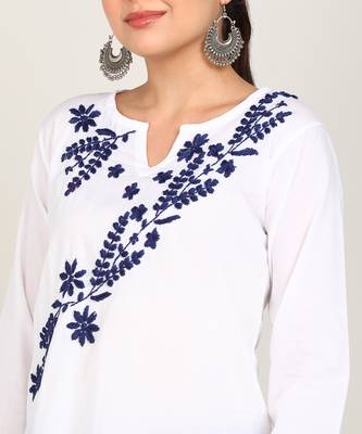  cotton cmabric straight short a-line white kurti 5