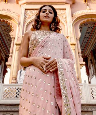 Blush Pink Viscose  Saree 2