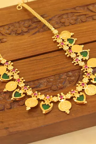 Gold Platted Temple Palakka Necklace