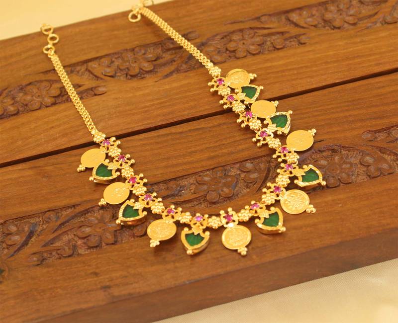 Gold Platted Temple Palakka Necklace