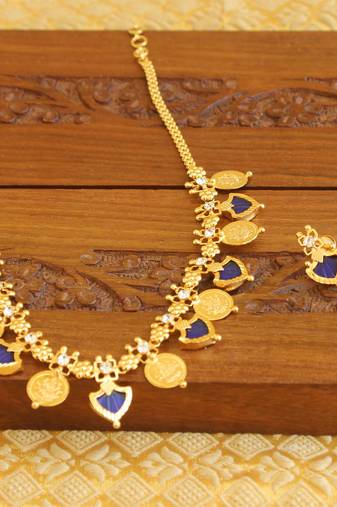 Gold Platted Temple Palakka Necklace