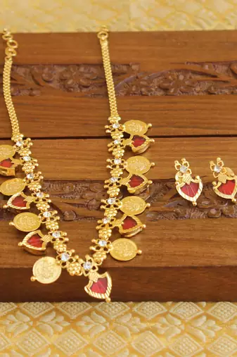 Gold Platted Temple Palakka Necklace