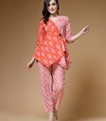 Indibelle cotton orange floral and zigzac co-ord set