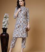 grey ikat print cotton co-ord set