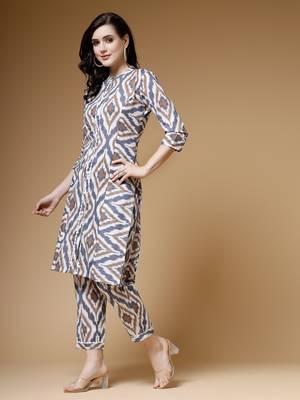 grey ikat print cotton co-ord set 2