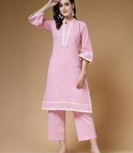 pink kantha cotton co-ord set