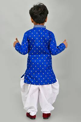 Blue cotton blend boys kurta pyjama 2