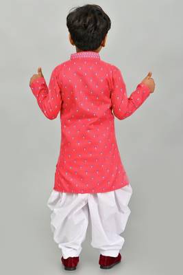 Pink cotton blend boys kurta pyjama 2