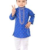 Blue cotton boys kurta pyjama