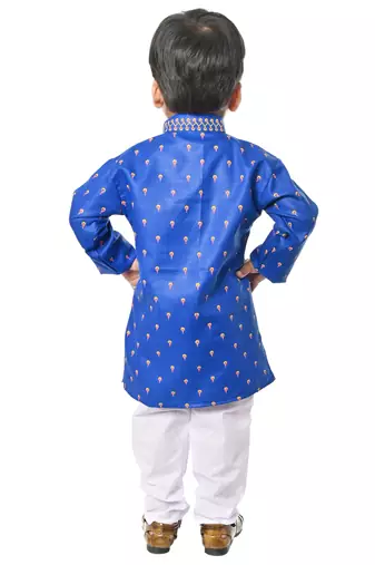 Blue cotton boys kurta pyjama