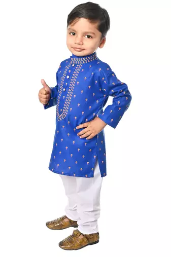 Blue cotton boys kurta pyjama