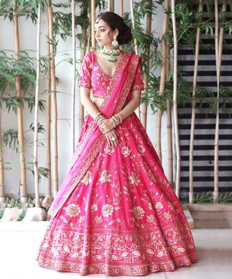 Pink Blooming Lotus Garden Lehenga Set 2