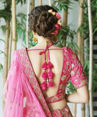 Pink Blooming Lotus Garden Lehenga Set 3