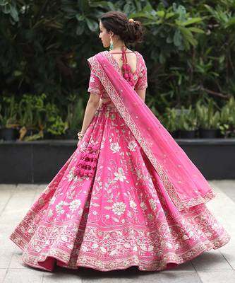 Pink Blooming Lotus Garden Lehenga Set 5