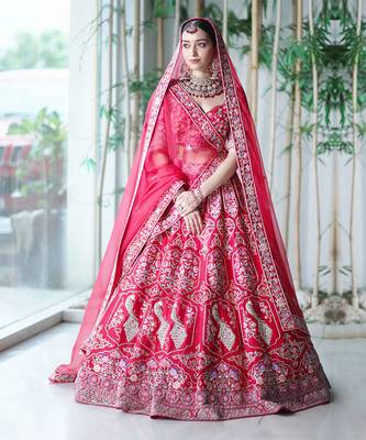 Red Peacock Garden Lehenga Set 1
